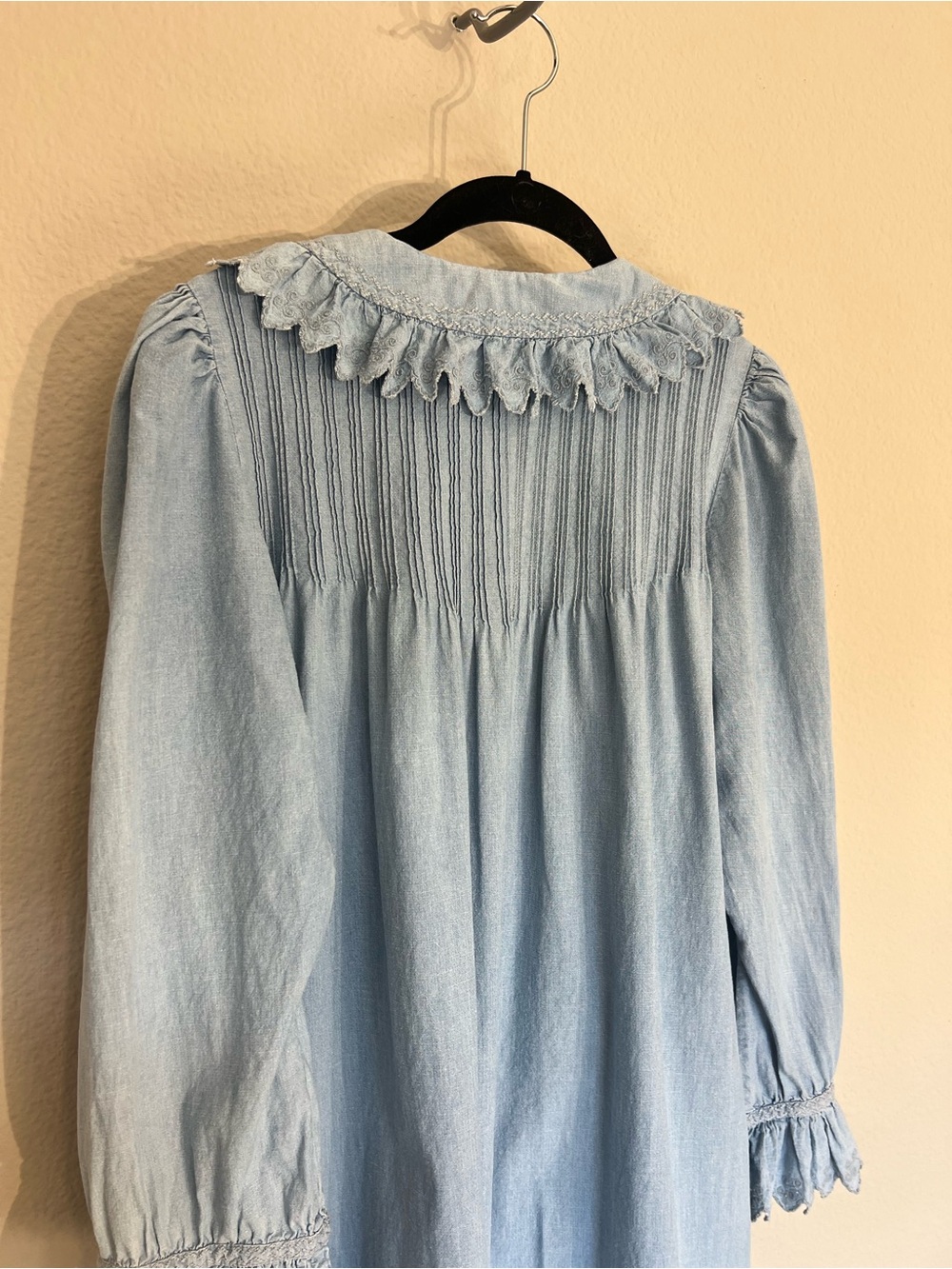 Doen Wing mini shirt dress in Parisian Chambray blue cottage core romantic M - Picture 13 of 16